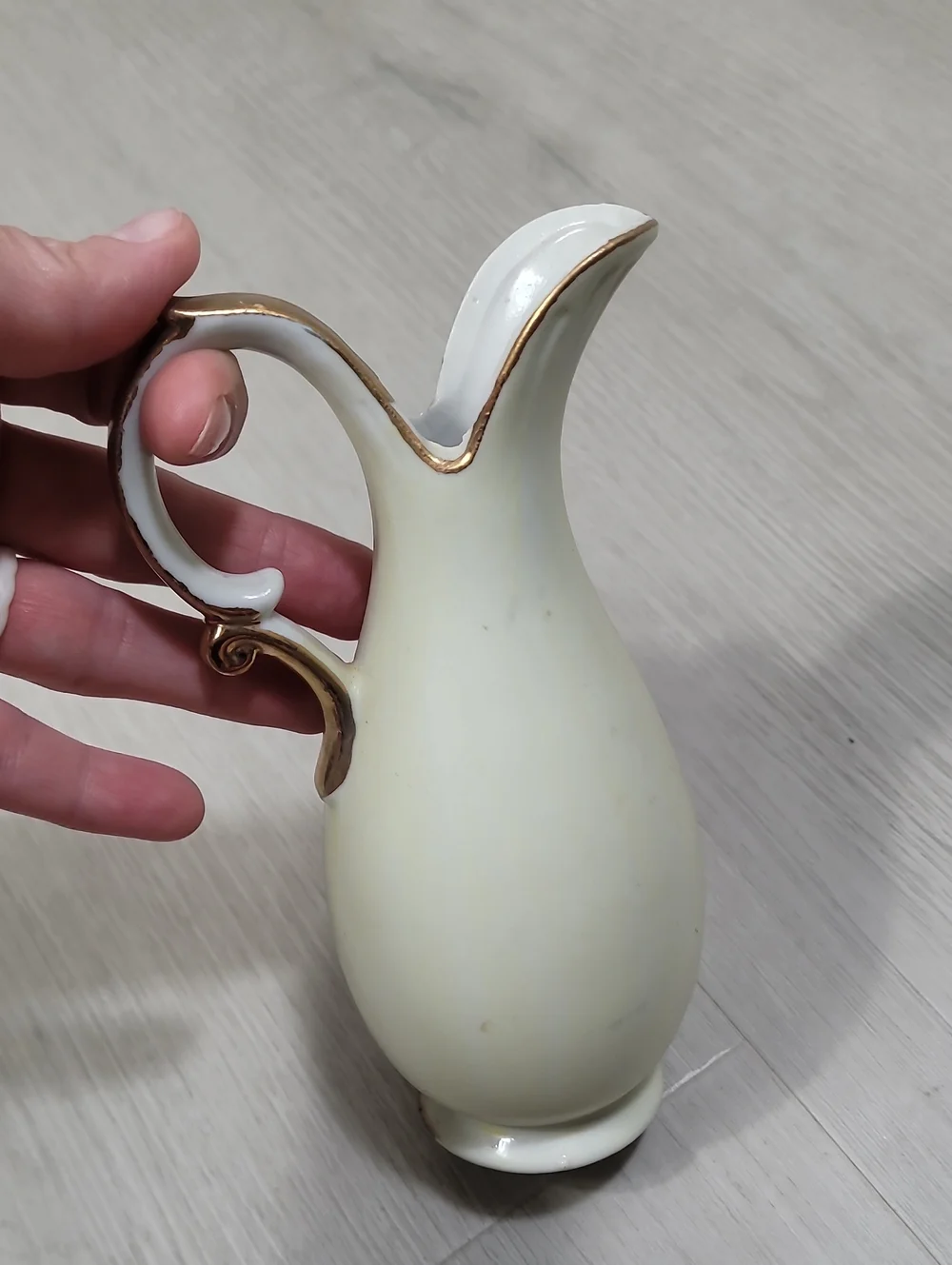 Vintage Lefton China Mini Porcelain Pitcher & Bud Vase Rose Gold Trim